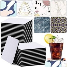 Mats & Pads Wholesale Square Sublimation Coaster Blank Cup Mat Rubber Coasters For Diy Home Kitchen Decor Via Sea Ss0112 Drop Delivery Ot8Tl