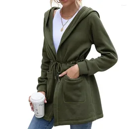 Women's Jackets Nice Autumn Casual Solid Cardigan Women Mid-Length Hooded Oversized Coat Pockets Loose Grey Black Jacket Female LD2245