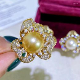 Cluster Rings MeiBaPJ Luxurious Natural Freshwater Pearl Clover Flower Ring Real 925 Sterling Silver Fine Wedding Jewellery For Women