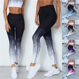 Outfit Gradient Colour Fiess Leggings Elastic Sport Pant Women Sport Wear High Waist Ankle Length Women Yoga Pant Gym Leggings