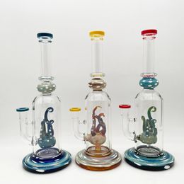 Crafts Silver Fumed Octopus glass bong water pipe 12inch bubbler 14mm female joint with Bowl and quartz banger for free