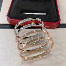 Luxurious quality no change Colour narrow bracelet with 6pcs diamond and 10pcs diamond punk bangle no diamond for women wedding jew344O