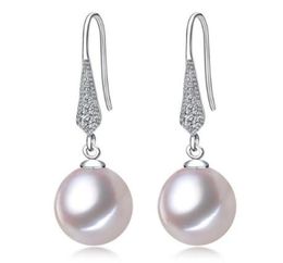 89mm White Pink Purple 100 Natural Freshwater Pearl Drop Earrings 925 Silver Zircon Jewelry for Women8645133