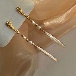 Dangle Earrings Minar Dainty Irregular Freshwater Pearl For Women 14K Real Gold Plated Copper Beads Strand Long Tassel Earring