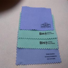 500pcs Customize logo Polishing Cloth for silver Golden Jewelry Cleaner Blue Pink Green white black purple colors option Quality239f