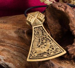 JF084 Viking Axe Necklace Norse Engraved Special Symbol Pattern viking Amulet Pendant Vintage Necklaces Women Jewelry2458037