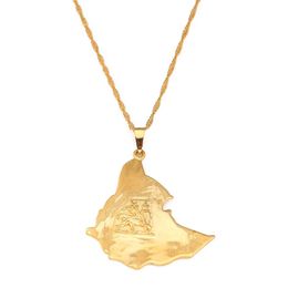 24K Gold Plated Map of Ethiopian Lion Pendant Necklace Africa Gold Chain Necklace Map Jewelry200z