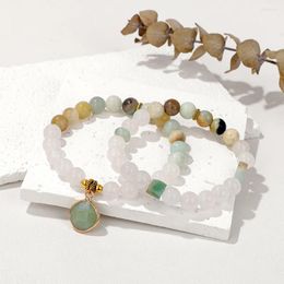 Strand 2PCS/Set White Jades Stone Bracelet For Men Women Natural Amazonite Charm Set Male Jewellery Meditation Bangles