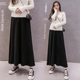 5568# Autumn Winter Knitted Maternity Long Skirts Elastic Waist Belly A Line Swing Clothes for Pregnant Women Loose Pregnancy 231226