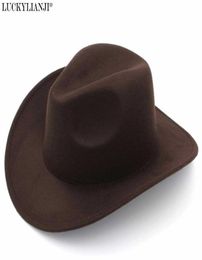 Luckylianji Retro Kids Trilby Wool Felt Fedora Country Boy Cowboy Cowgirl Hat Western Bull Jazz Sun Chapeau Caps for Children Q0809137739