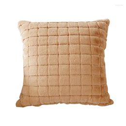 Pillow Winter Plush Pillowcase Throw Sofa Decorative Cover Solid Color Checkered Velvet For Home Decoration