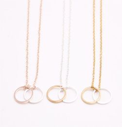 2018 Geometric figure Pendant necklace two hollow out circle plated necklace the gift to women9305519