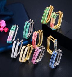 Yellow White Gold Plated Bling CZ Stone Earrings Hoops Nice Gift for Girls Women for Party Wedding3512883