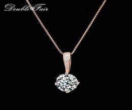 Double Fair Style Chain Necklaces Pendants SilverRose Gold Color Fashion Cubic Zirconia Wedding Jewelry For Women DFN4266747623