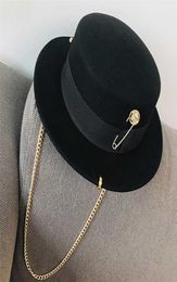 Fibonacci Fedora Hat Retro Wool Felt Hat Women European Punk Chain Novelty Flat Top Hats Men Cap Street Fashion Wild Trend 2205174207528