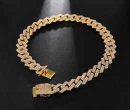 New personalized White Gold Gold Plated Bling Diamond Mens Cuban Link Chain Choker Long Necklace Cubic Zirconia Jewelry Gifts fo8245015