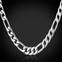 18K Real Gold Plated Figaro Chain Necklaces for Men High Quality Stainless Steel Mens Gold Chain Men Necklace Jewelry242O