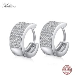 Huggie Kaletine Solid 925 Sterling Silver Big Hoop Earrings for Women Six Row CZ Huggie Earings Fashion Jewelry Men Kpop