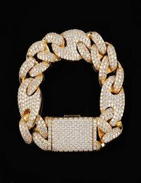 20mm Iced Cuban Oval Link Diamond Bracelet 14K White Gold Plated Cubic Zirconia Jewellery 7inch 8inch 9inch Mariner Cuban Link Chain8799460