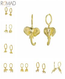 925 Sterling Silver Hoop Earrings For Women Drop Animal Elephant Cheetah Circle Earring Hoops Round Earings Jewellery Pendientes3482872