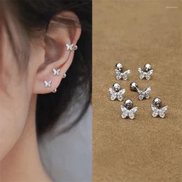Stud Earrings Fashion Exquisite Silver Color Butterfly Ear Piercing Accessories For Women Bone Studs Charm Jewelry