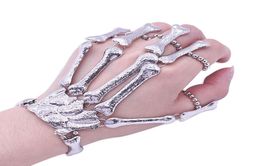 Skull Skeleton Finger Bracelets Christmas Halloween Gift Nightclub Gothic Punk Stretch Bangles for Women Fashion Jewelry9793640