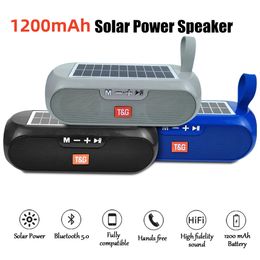 10W 1200mAh Speakers Wireless Solar Power Portable Outdoor HIFI Column Loudspeaker Waterproof Micro SD TF Card Mp3 Players Support FM Radio AUX TF USB