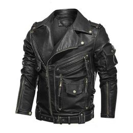 fashion Winter Mens Leather Jacket Men Fashion Motorcycle PU Leather Jacket Cool Zipper Pockets Leather Coats Clothing 231225