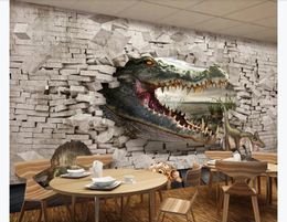 Wallpapers 3D photo wallpaper custom 3d wall murals wallpaper Shock crocodile wall dinosaur turtle 3D threedimensional painting background w