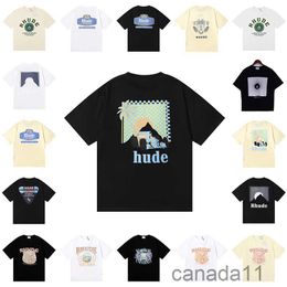 Rhude Luxury Brand Shirt Men t Shirts Designer Shorts Print White Black s m l xl Street Cotton Fashion Youth Mens Tshirts Tshirt ACXY CQQ5