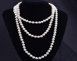 2021 fashion personality retro glass imitation pearl necklace women simple knotting multilayer long style a variety of Colours to 6526830