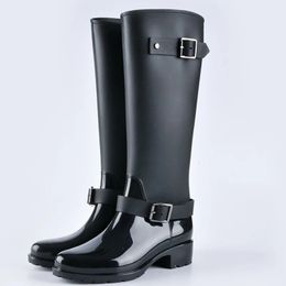 Comemore PVC Ladies Waterproof Long Rain Boots Women Breathable Fashion Knee High Rainboots Rubber Water Shoes Female Black 231226