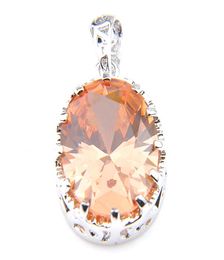 Luckyshine Fashion Special Oval Pendants Jewellery Wedding Party Champagne Morganite Stone Silver Plated 925 For Women Pendant Neckl5096783