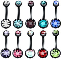 Mixed60pc New Stainless Steel belly button ring Navel Rings Crystal Rhinestone Body Piercing bars Jewlery for women039s bikini 1339889