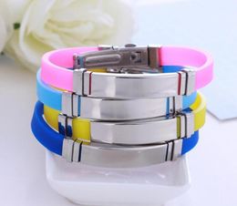 Identification Bracelets Engravable Lettering and Processable Silicone Stainless Steel Couple Bracelet Event Exhibition Customized5981232