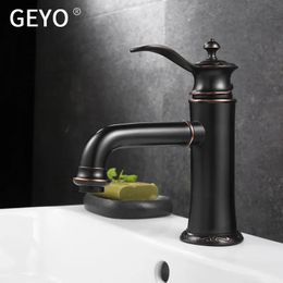 Faucets GEYO Antique Copper Bathroom Faucets Basin Faucets Brass Oil Rubbed Bronze Black Faucet Bathroom Shower Hot Cold Mixer Water Tap