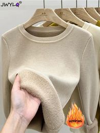 Women's Sweaters O-neck Plus Velvet Thicken Womens Winter Slim Warm Long Sleeve Knitted Tops Casual Plush Fleece Lined Soft Pullover