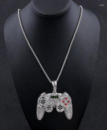 Pendant Necklaces HipHop Jewelry Game Console Handle Necklace Gold Color Chain Crystal Charms For Children Boys Gifts5867112