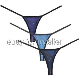 Women's Print String Firmament Bikini Underwear Panty Adjustable Lined Low-Rise Thong Panties