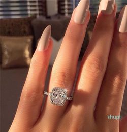 Promise Ring 925 sterling Silver Cushion cut 3ct Diamond Engagement Wedding Band Rings For Women men Jewelry5273682