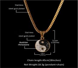 Designer Stainless Steel Black and White Yin and Yang Tai Chi Eight Diagrams Pendant Hiphop Trend Personality Men Pendant Necklac3096802