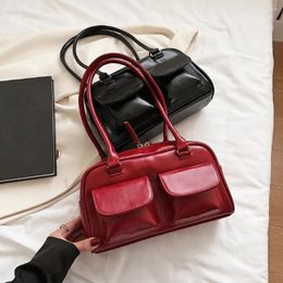 Evening Bags Fashionable Retro PU Leather Shoulder Bag For Women - Versatile And Elegant Handbag (Black/White/Red/Brown)