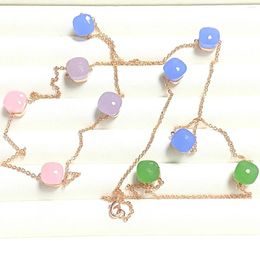 Pendant Necklaces 90cm Classic Candy Square Sweater Chain For Women Mix Colours Colourful Crystal Long Boho Style Necklace
