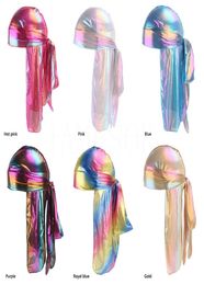 MenWomen Silk Polyester Bandana Hat Durag Rag Tail Headwrap Headwear Gift Laser simulation silk long tail pirate hat DA2048276668