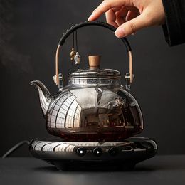 Glass Teapot Beam Kettle Household Electric Pottery Stove Tea Pot Set Cooking and Steaming Dual Purpose Tea Kettle Tea Infuser 231225