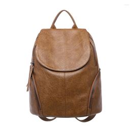 School Bags Soild Color Designer High Quality Leather Women's Backpack Fashion Ladies Travel Student Bag Bolsos De Mujer