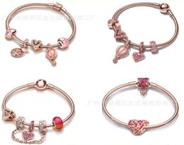 Designer Jewelry 925 Silver Bracelet Charm Bead fit Rose Gold Pure Love Two-way Slide Bracelets Beads European Style Charms Beaded Murano9813687