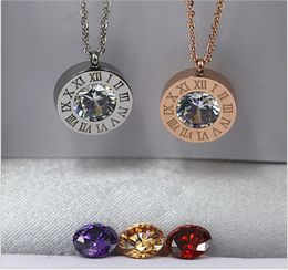 New round of digital diamond Roman numerals titanium steel necklace trade titanium steel Jewellery whole Europe and the United S5105606