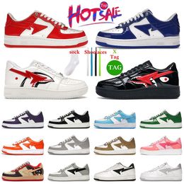 Hotsale bapestasK8 Designer Shark SK8 Low STA Casual Shoes Patent Leather Black White Red Blue Grey Pink ABC Camo bapestass Sports Sneakers Men Women Trainers 36-47