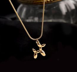 Pendant Necklaces YUN RUO Fashion Never Fade 18K Gold Plated Balloon Dog Necklace European Woman Jewellery Titanium Steel Accessory17860130
